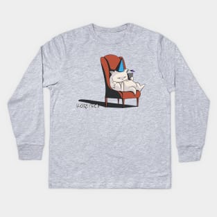 Lazy Cat Party Time Kids Long Sleeve T-Shirt